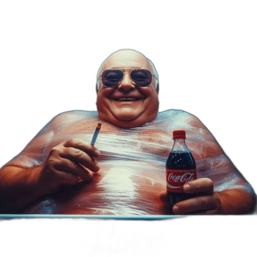 jacket, bottle, food, face, photorealistic, concept art, 3d render, vaporwave transparent PNG cut-out