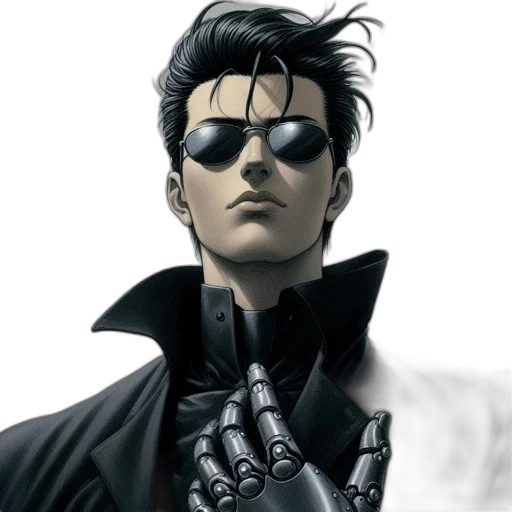 mask, jacket, face, comic book art, concept art, cyberpunk, photorealistic, dark transparent PNG cut-out
