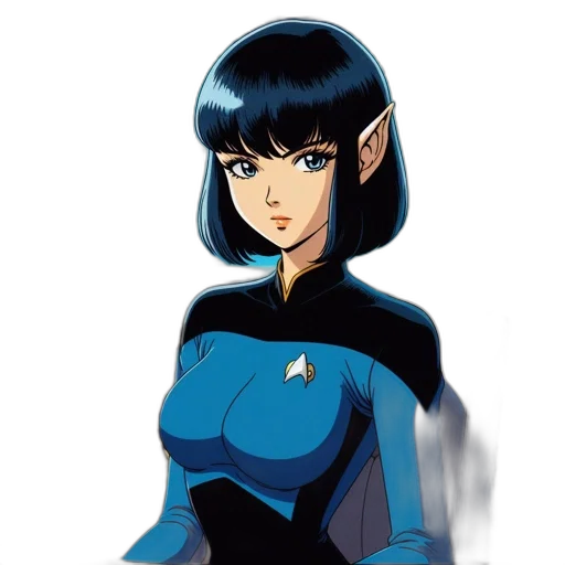 dress, concept art, fantasy art, anime, comic book art, outer space, blue, female transparent PNG cut-out