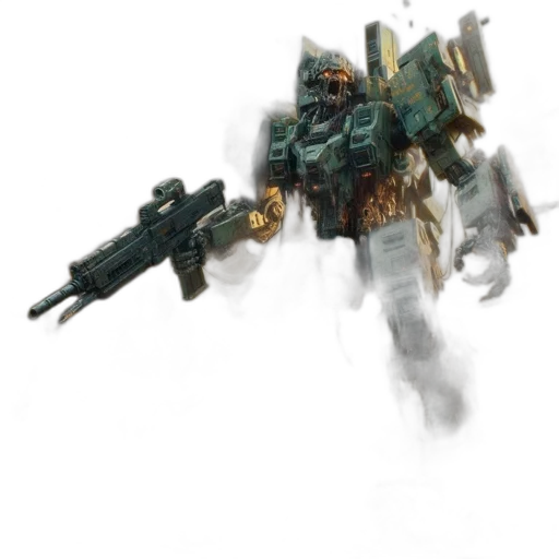 robot, weapon, staff, creature, concept art, 3d render, photorealistic, watercolor transparent PNG cut-out