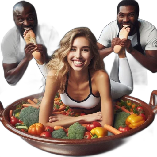 food, humorous, image, depicts, woman, sports, bra, leggings transparent PNG cut-out