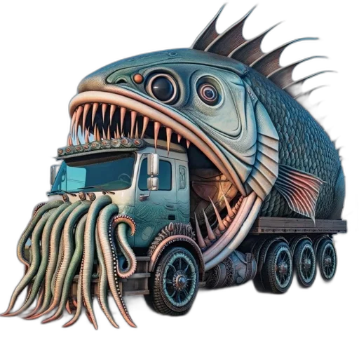 creature, car, animal, mask, concept art, fantasy art, 3d render, artistically transparent PNG cut-out