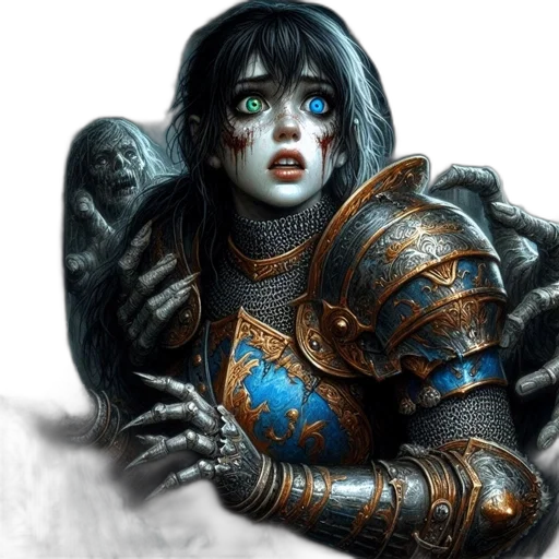 face, sword, fantasy art, concept art, comic book art, photorealistic, blue, dark transparent PNG cut-out