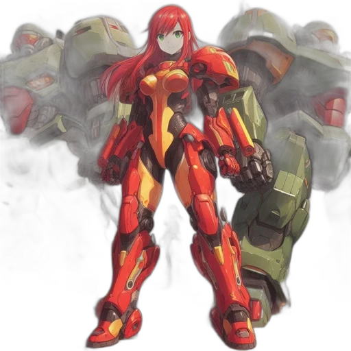 weapon, robot, concept art, pixel art, anime, comic book art, fire, red transparent PNG cut-out