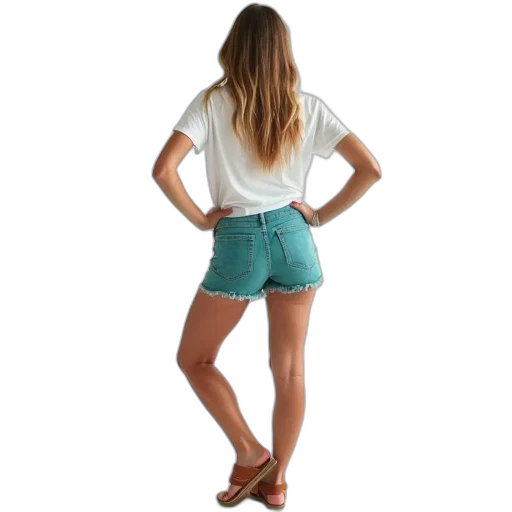 jacket, green, pastel, woman, standing, her, hands, hips transparent PNG cut-out