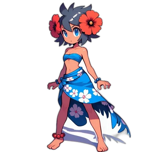 dress, flower, staff, creature, pixel art, concept art, anime, fantasy art transparent PNG cut-out