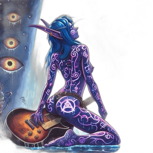 creature, concept art, fantasy art, watercolor, outer space, blue, ethereal, scene transparent PNG cut-out