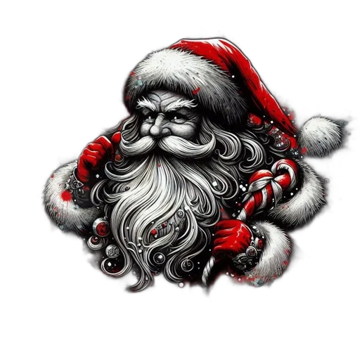photorealistic, stern, santa, claus, candy, cane, long, beard transparent PNG cut-out