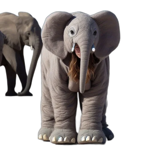 animal, creature, 3d render, concept art, photorealistic, individual, wearing, elephant transparent PNG cut-out