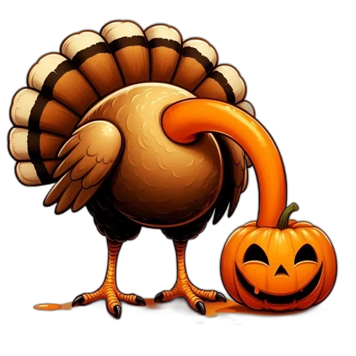 playful, turkey, drinks, smiling, jack-o, lantern, amidst, autumnal transparent PNG cut-out