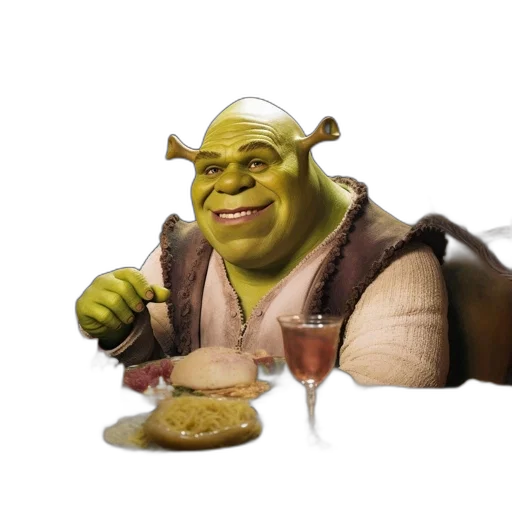 food, animal, creature, face, 3d render, concept art, photorealistic, shrek transparent PNG cut-out