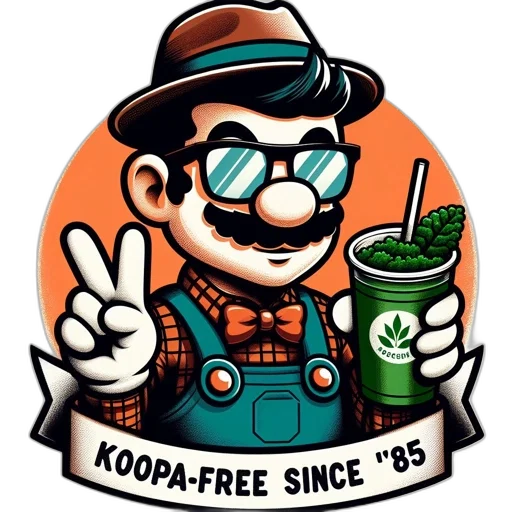 cartoon, comic book art, vaporwave, pixel art, green, stylized, mario, character transparent PNG cut-out