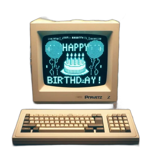 robot, pixel art, vintage, setup, amstrad, pcw, zenith, computer transparent PNG cut-out