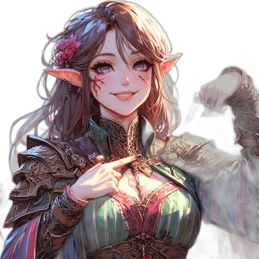 dragon, dress, staff, crown, fantasy art, concept art, anime, oil painting transparent PNG cut-out