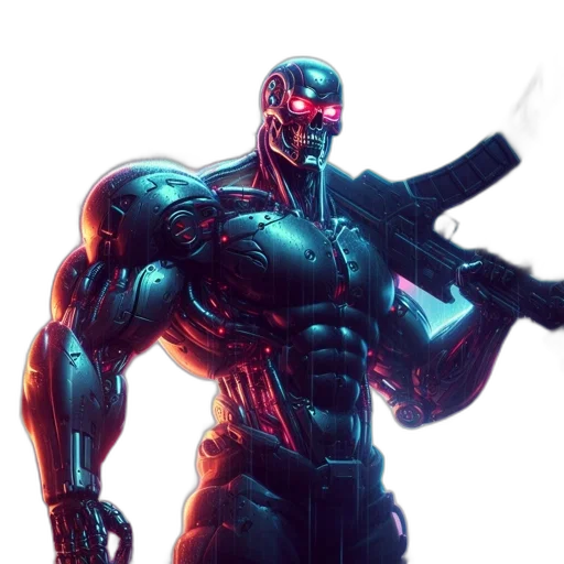 robot, weapon, concept art, cyberpunk transparent PNG cut-out
