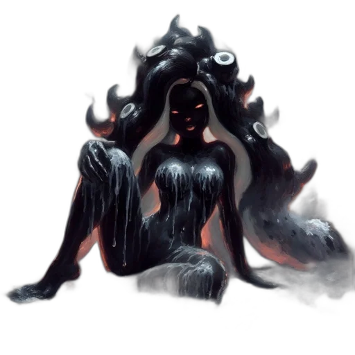 creature, mask, hair, crown, concept art, fantasy art, comic book art, watercolor transparent PNG cut-out
