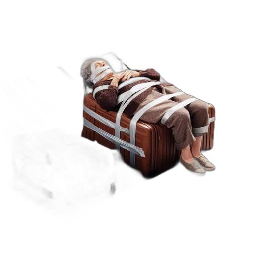 furniture, food, 3d render, concept art, photorealistic, elderly, woman, wrapped transparent PNG cut-out