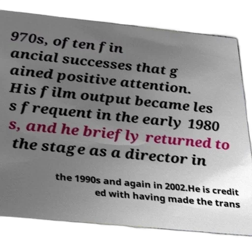text-based, image, discussing, financial, successes, director, 1970s, his transparent PNG cut-out