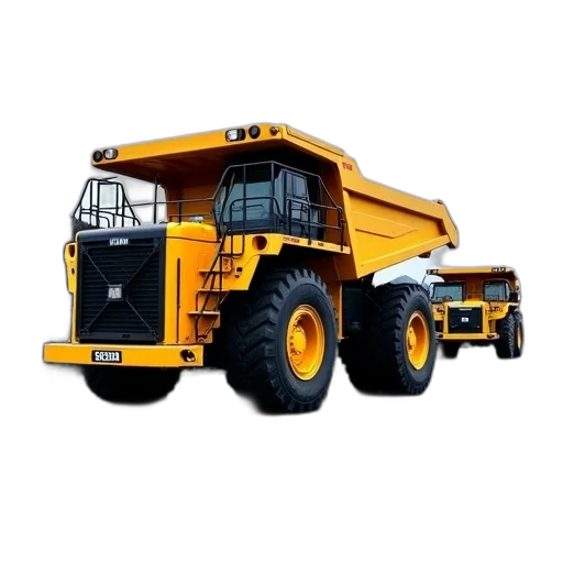 weapon, car, photorealistic, 3d render, large, yellow, dump, truck transparent PNG cut-out