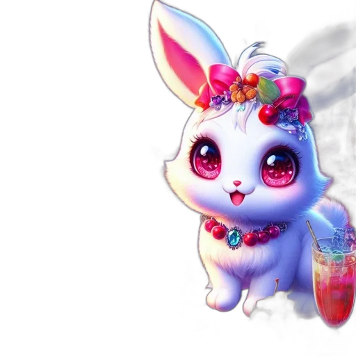fantasy art, concept art, 3d render, photorealistic, regal, magenta, rabbit, wearing transparent PNG cut-out