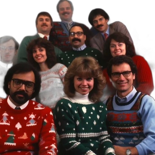 staff, jacket, diverse, group, people, dressed, festive, christmas transparent PNG cut-out