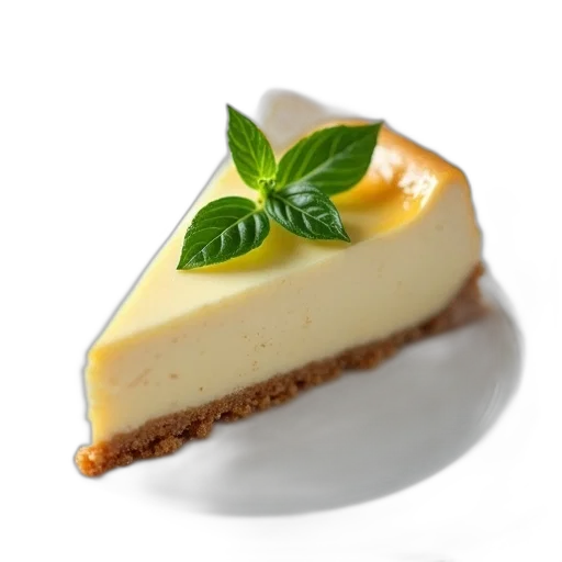 food, crown, 3d render, photorealistic, slice, cheesecake, green, basil transparent PNG cut-out