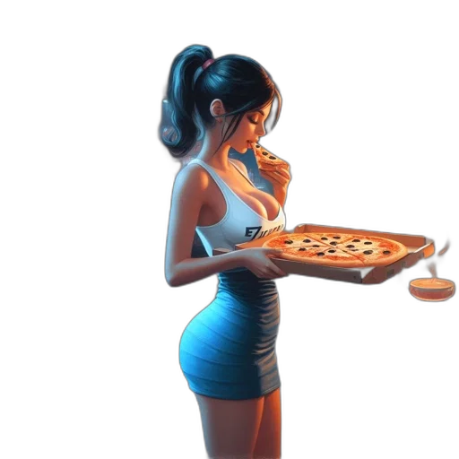 food, dress, concept art, 3d render, pixel art, fantasy art, neon lights, blue transparent PNG cut-out