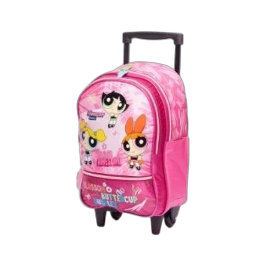 pink, backpack, powerpuff, girls, featuring, blossom, buttercup, bubbles transparent PNG cut-out