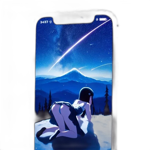 vaporwave, fantasy art, concept art, anime, outer space, animated, scene, smartphone transparent PNG cut-out