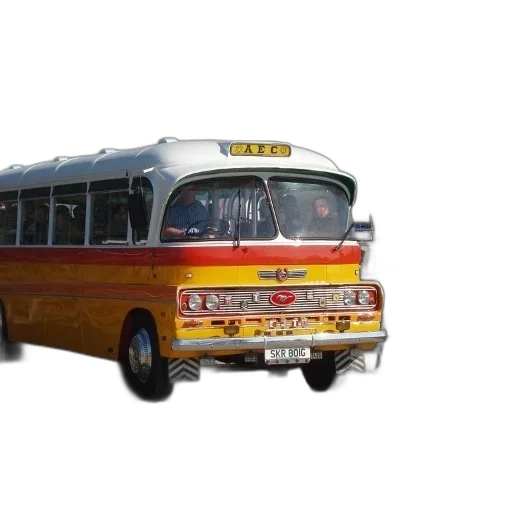 car, 3d render, photorealistic, concept art, yellow, red, bus, letters transparent PNG cut-out