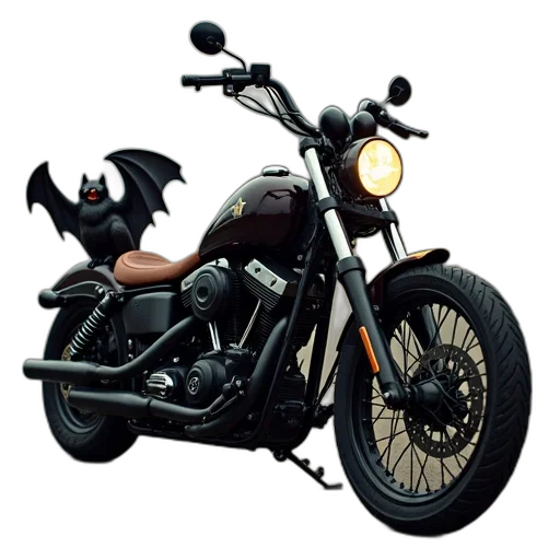 3d render, concept art, photorealistic, comic book art, image, chopper, motorcycle, bat transparent PNG cut-out