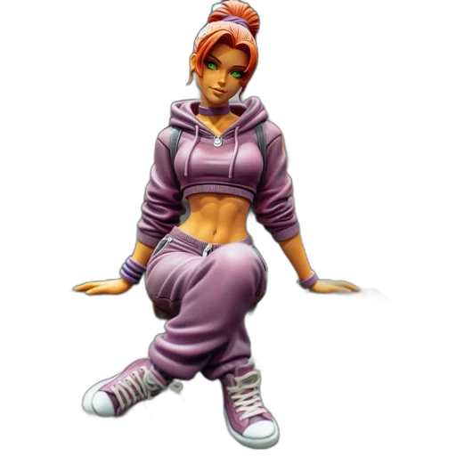 pixel art, concept art, 3d render, vaporwave, detailed, figurine, woman, red transparent PNG cut-out