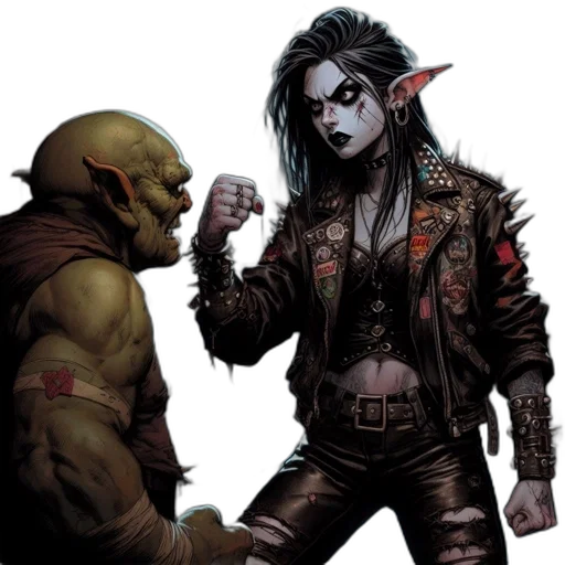 comic book art, concept art, fantasy art, urban, scene, night, features, fierce transparent PNG cut-out