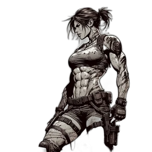 weapon, robot, cyberpunk, concept art, comic book art, fantasy art, monochrome, desolate transparent PNG cut-out