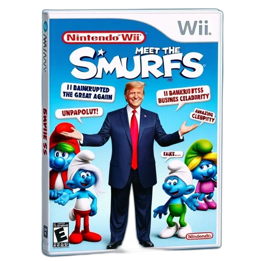 concept art, 3d render, man, suit, stands, smurfs, parodic, game transparent PNG cut-out