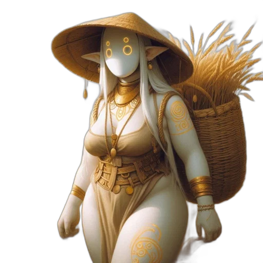 hat, staff, mask, dress, fantasy art, concept art, photorealistic, anime transparent PNG cut-out
