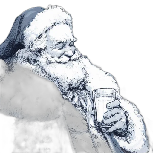 concept art, detailed, sketch, santa, claus, depicted, contented, expression transparent PNG cut-out