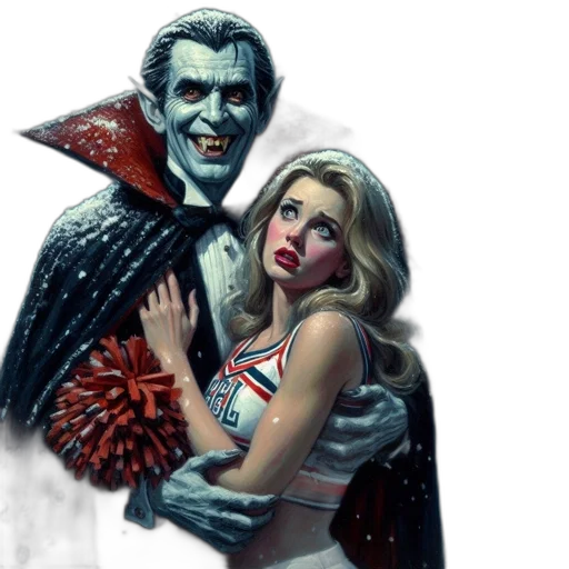 comic book art, concept art, outer space, vampire-like, figure, pointed, ears, stands transparent PNG cut-out
