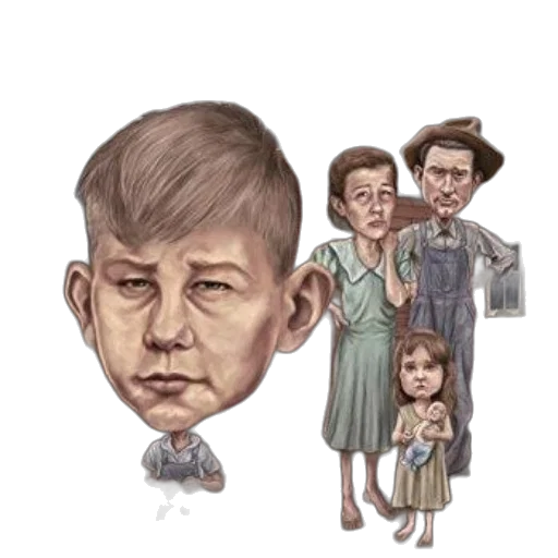 face, concept art, cartoon, photorealistic, comic book art, illustration, family, front transparent PNG cut-out