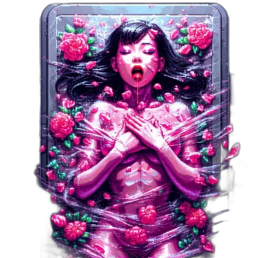 dress, robot, cyberpunk, vaporwave, concept art, comic book art, neon lights, red transparent PNG cut-out