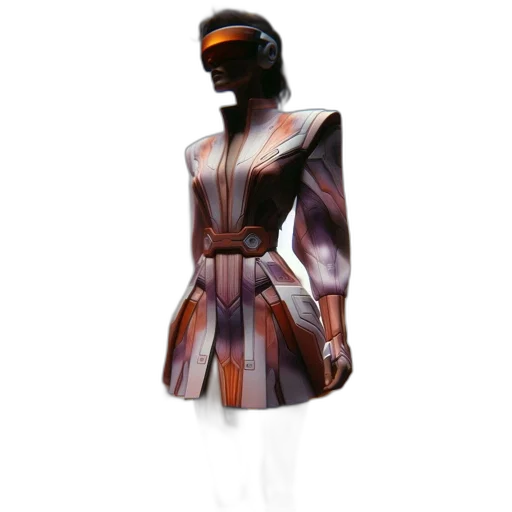 dress, jacket, 3d render, photorealistic, concept art, earth tones, dark, futuristic transparent PNG cut-out