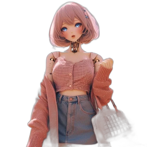 jacket, robot, dress, food, 3d render, concept art, anime, vaporwave transparent PNG cut-out