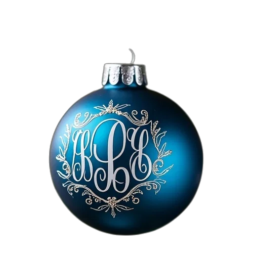 blue, monogrammed, glass, christmas, ornament, hanging, tree transparent PNG cut-out