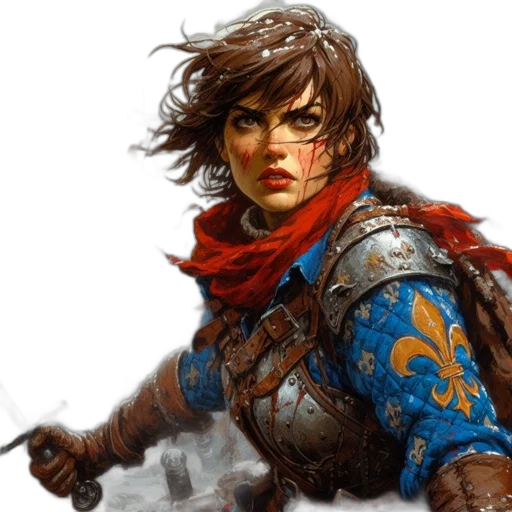fantasy art, concept art, photorealistic, comic book art, blue, distressed, young, woman transparent PNG cut-out