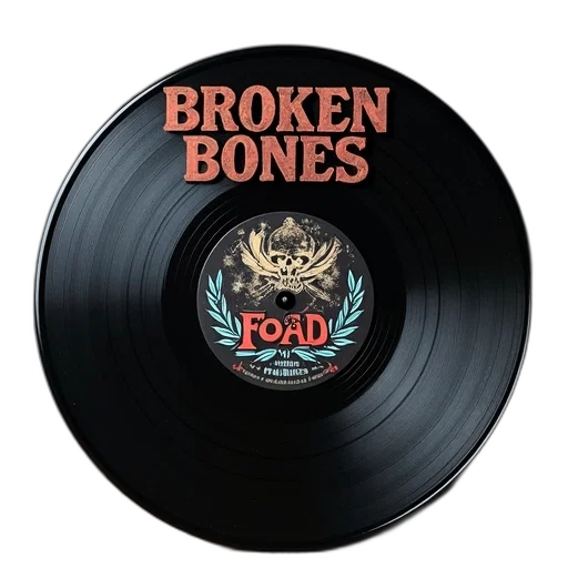 vinyl, record, title, broken, bones, large, bold, letters transparent PNG cut-out