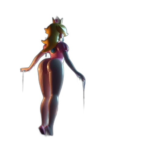 dress, staff, creature, crown, 3d render, concept art, vaporwave, pixel art transparent PNG cut-out
