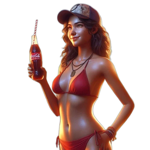 bottle, hat, staff, photorealistic, concept art, fantasy art, pixel art, beach transparent PNG cut-out