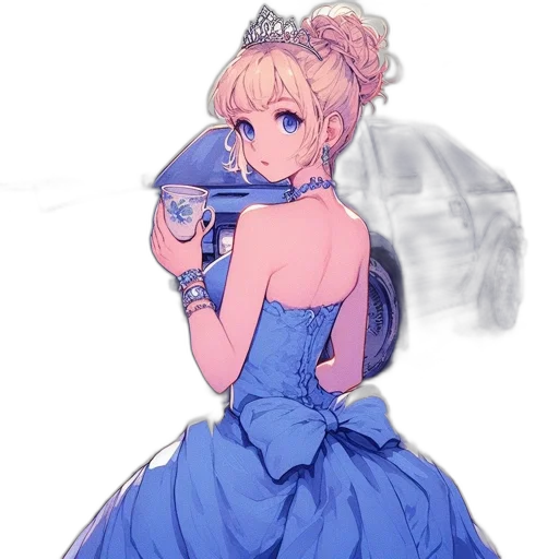 dress, weapon, robot, bottle, anime, vaporwave, concept art, cartoon transparent PNG cut-out