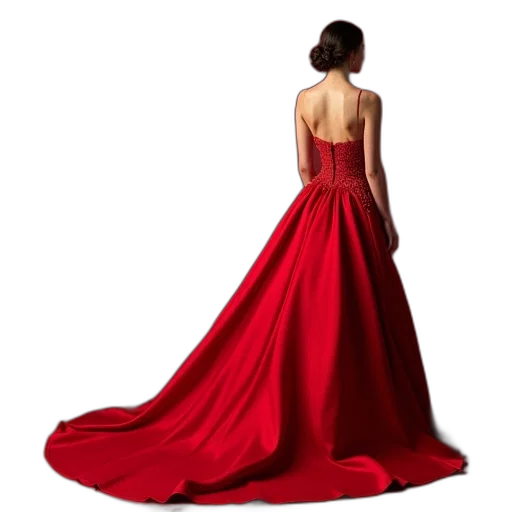 dress, photorealistic, red, prom transparent PNG cut-out
