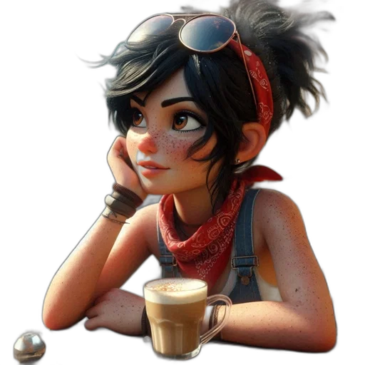 staff, face, concept art, 3d render, cartoon, fantasy art, animated, female transparent PNG cut-out